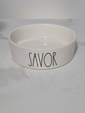 Rae Dunn "SAVOR" Ceramic Pet Bowl